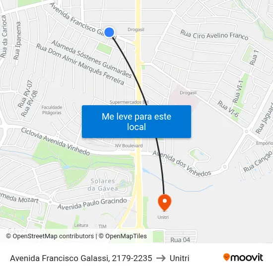Avenida Francisco Galassi, 2179-2235 to Unitri map