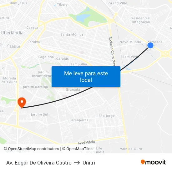 Av. Edgar De Oliveira Castro to Unitri map