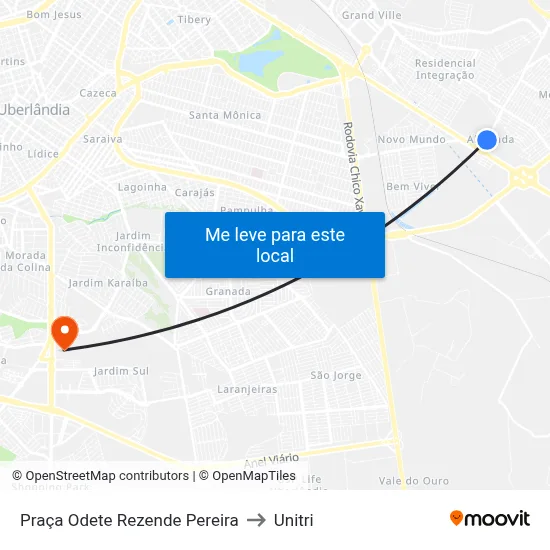 Praça Odete Rezende Pereira to Unitri map