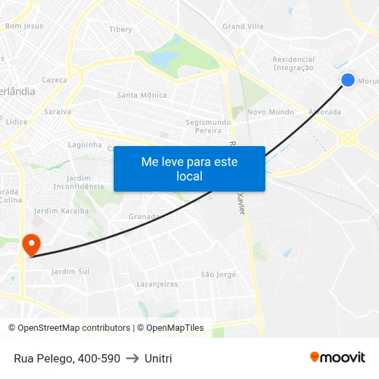 Rua Pelego, 400-590 to Unitri map