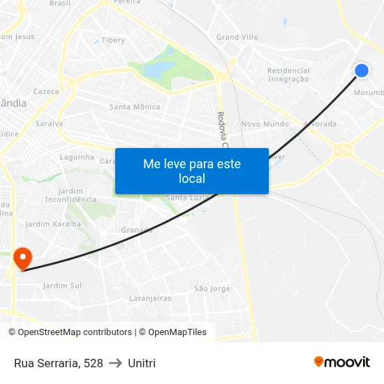 Rua Serraria, 528 to Unitri map