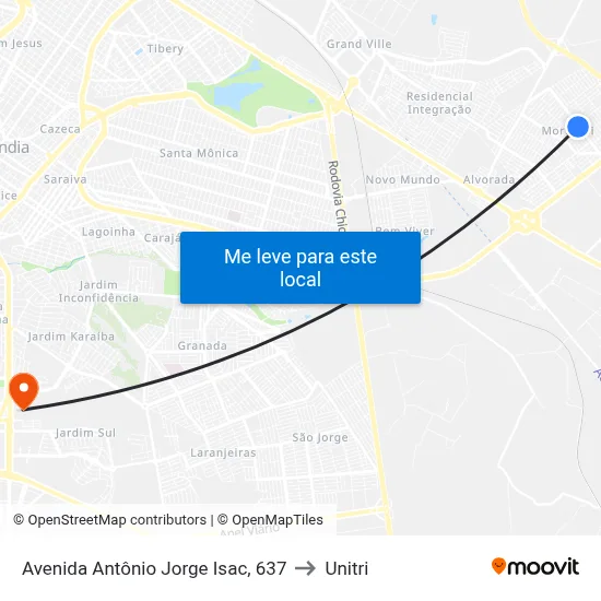 Avenida Antônio Jorge Isac, 637 to Unitri map
