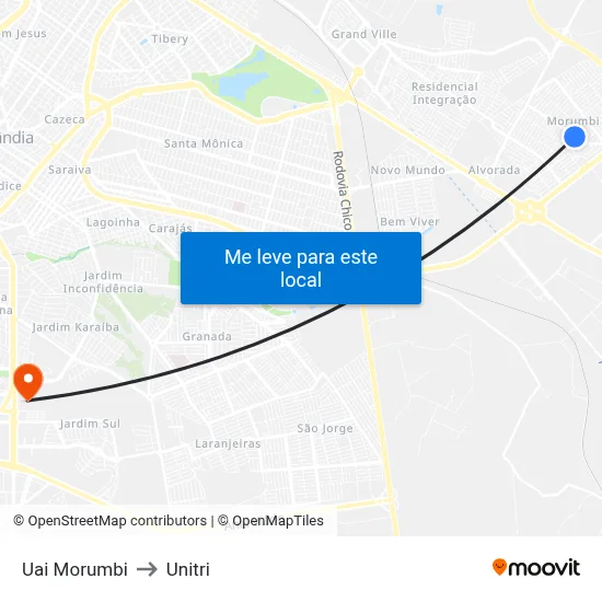 Uai Morumbi to Unitri map
