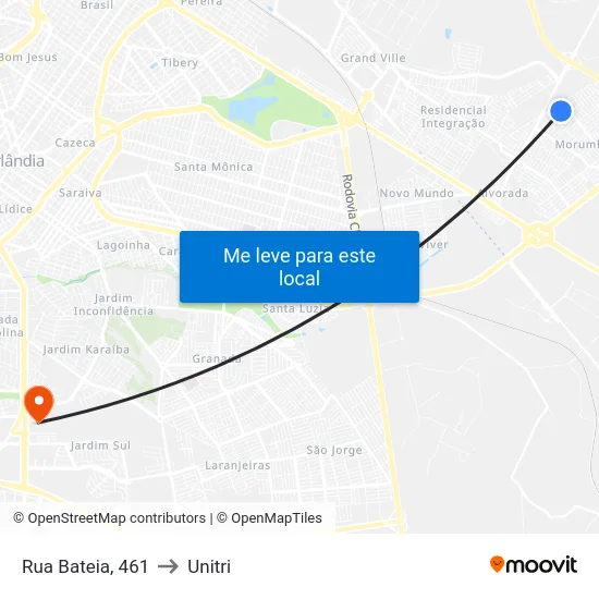Rua Bateia, 461 to Unitri map