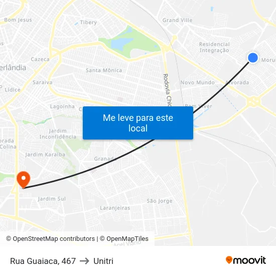 Rua Guaiaca, 467 to Unitri map