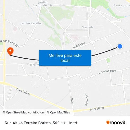 Rua Altivo Ferreira Batista, 562 to Unitri map