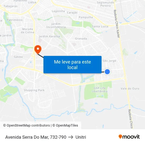 Avenida Serra Do Mar, 732-790 to Unitri map