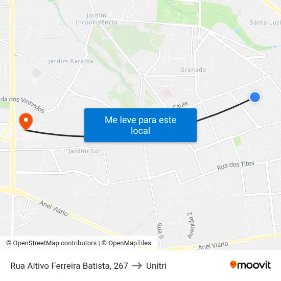 Rua Altivo Ferreira Batista, 267 to Unitri map