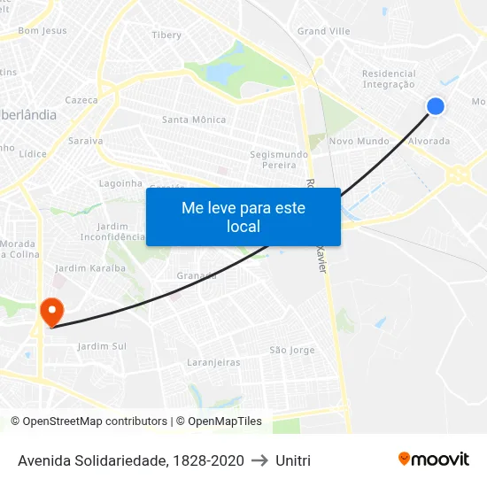 Avenida Solidariedade, 1828-2020 to Unitri map