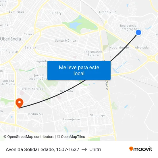 Avenida Solidariedade, 1507-1637 to Unitri map
