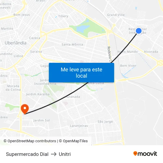 Supermercado Dial to Unitri map