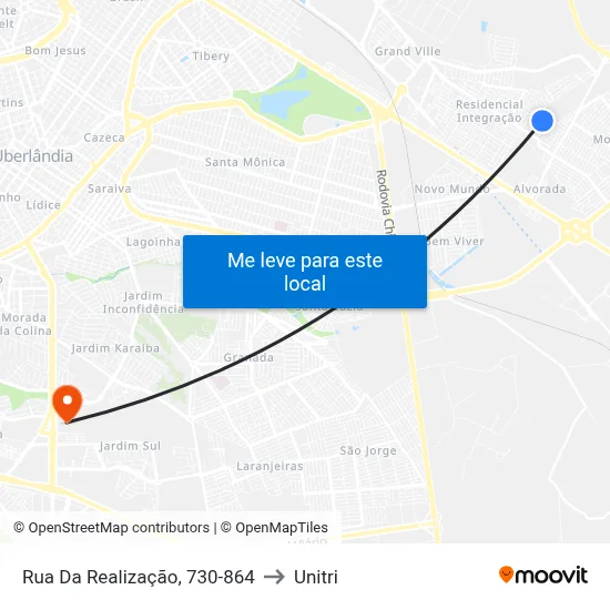 Rua Da Realização, 730-864 to Unitri map
