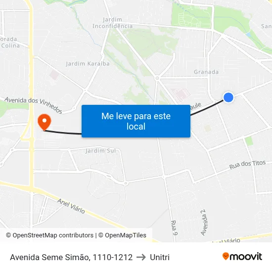 Avenida Seme Simão, 1110-1212 to Unitri map