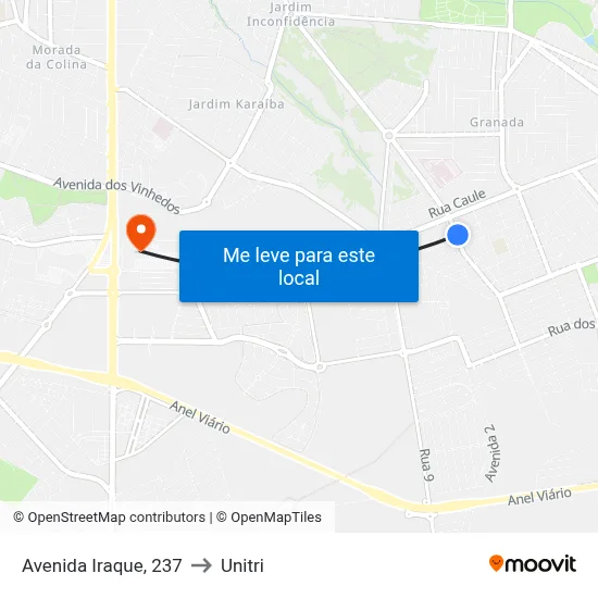 Avenida Iraque, 237 to Unitri map