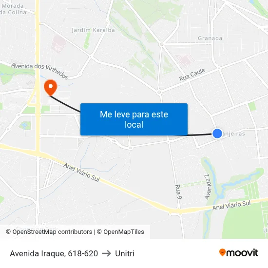 Avenida Iraque, 618-620 to Unitri map