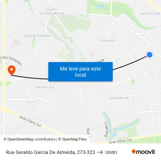 Rua Geraldo Garcia De Almeida, 273-323 to Unitri map