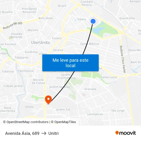 Avenida Ásia, 689 to Unitri map