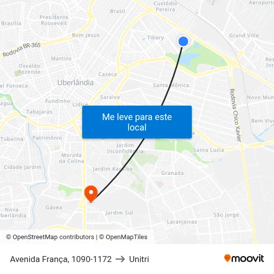 Avenida França, 1090-1172 to Unitri map