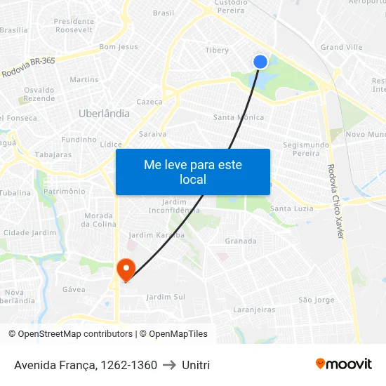 Avenida França, 1262-1360 to Unitri map