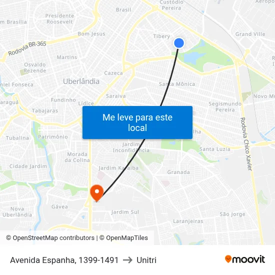 Avenida Espanha, 1399-1491 to Unitri map