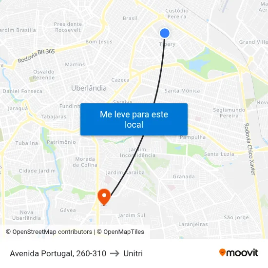 Avenida Portugal, 260-310 to Unitri map