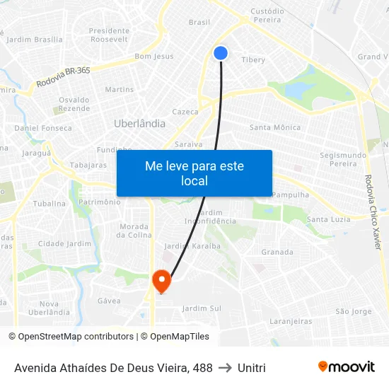 Avenida Athaídes De Deus Vieira, 488 to Unitri map