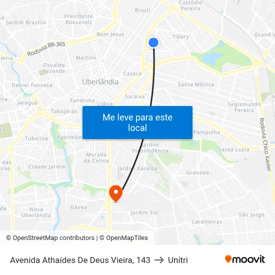 Avenida Athaídes De Deus Vieira, 143 to Unitri map