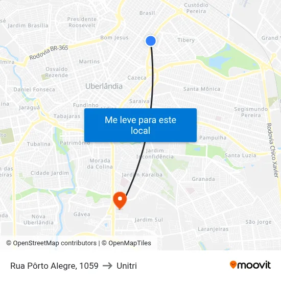 Rua Pôrto Alegre, 1059 to Unitri map