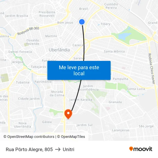Rua Pôrto Alegre, 805 to Unitri map