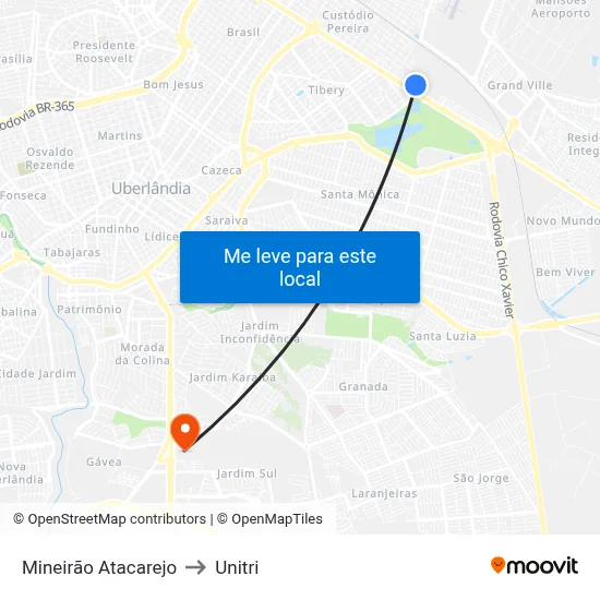 Mineirão Atacarejo to Unitri map