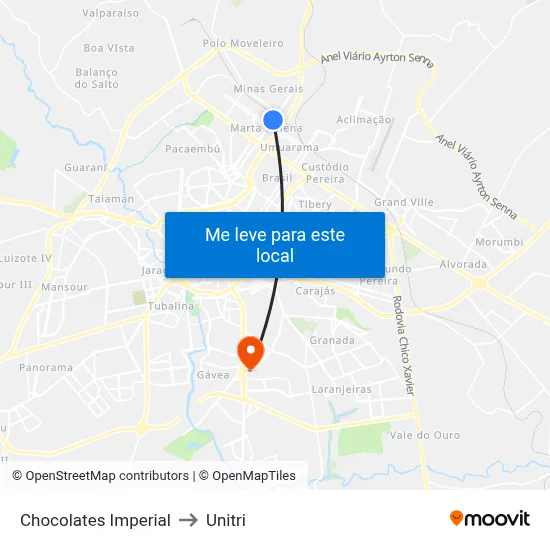 Chocolates Imperial to Unitri map