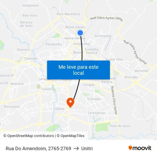 Rua Do Amendoim, 2765-2769 to Unitri map