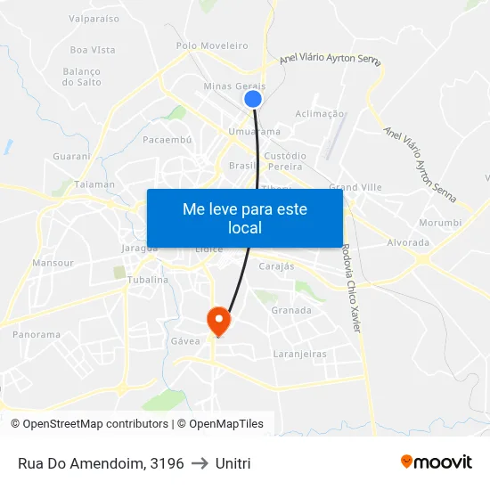 Rua Do Amendoim, 3196 to Unitri map