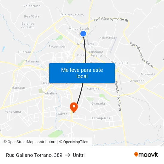 Rua Galiano Torrano, 389 to Unitri map