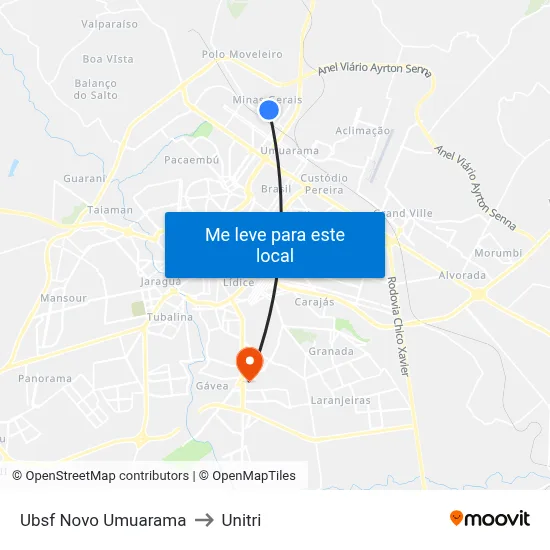 Ubsf Novo Umuarama to Unitri map