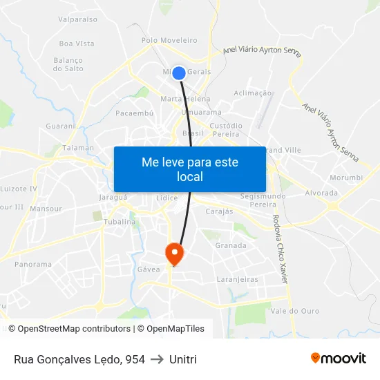 Rua Gonçalves Lẹdo, 954 to Unitri map