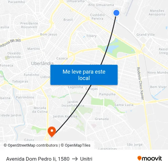 Avenida Dom Pedro Ii, 1580 to Unitri map