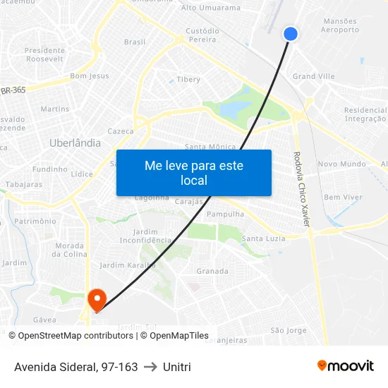 Avenida Sideral, 97-163 to Unitri map