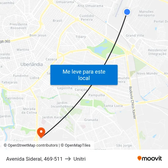 Avenida Sideral, 469-511 to Unitri map