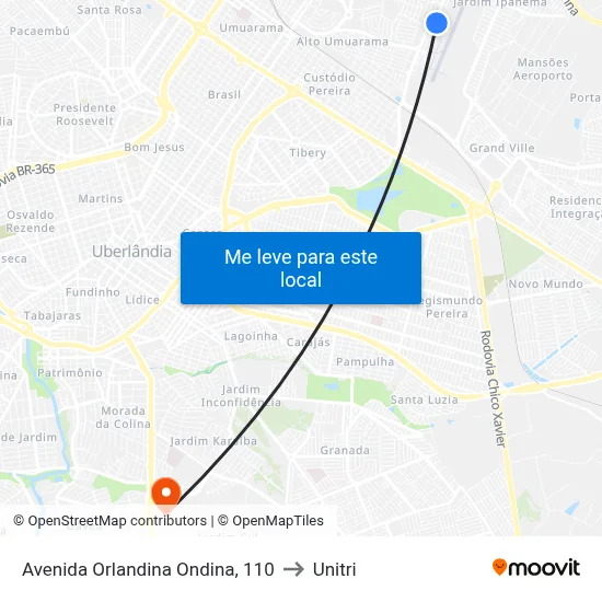 Avenida Orlandina Ondina, 110 to Unitri map