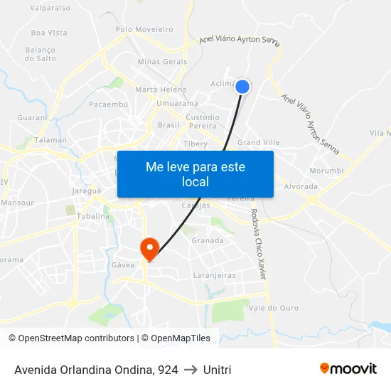 Avenida Orlandina Ondina, 924 to Unitri map