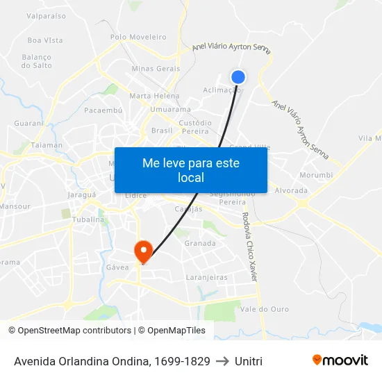 Avenida Orlandina Ondina, 1699-1829 to Unitri map
