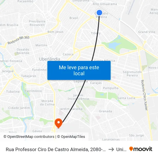 Rua Professor Ciro De Castro Almeida, 2080-2800 to Unitri map