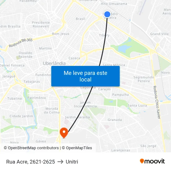 Rua Acre, 2621-2625 to Unitri map