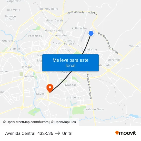 Avenida Central, 432-536 to Unitri map