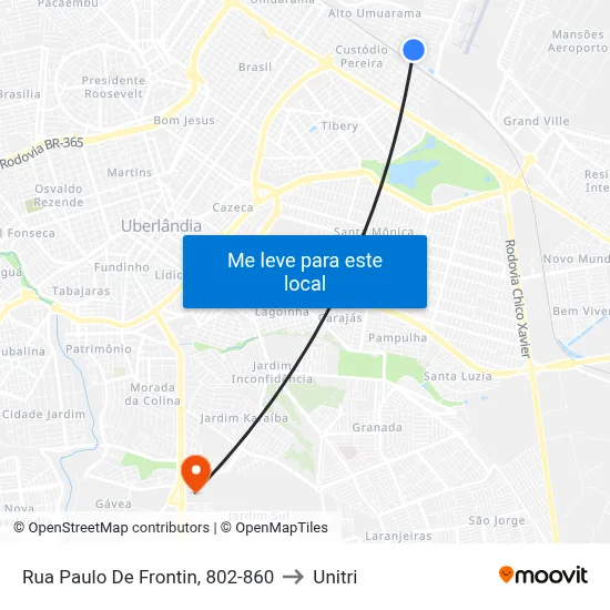 Rua Paulo De Frontin, 802-860 to Unitri map