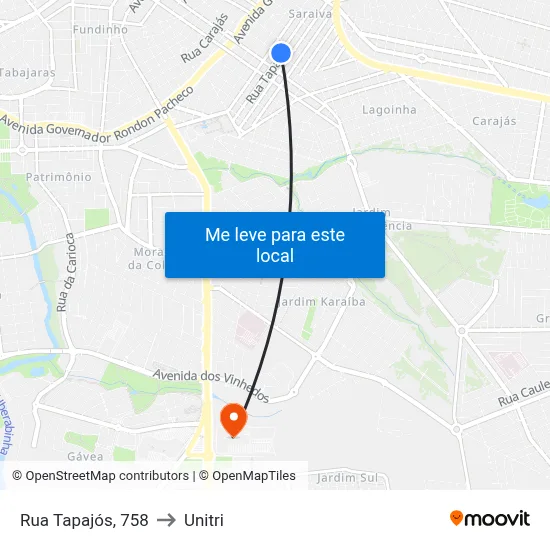 Rua Tapajós, 758 to Unitri map