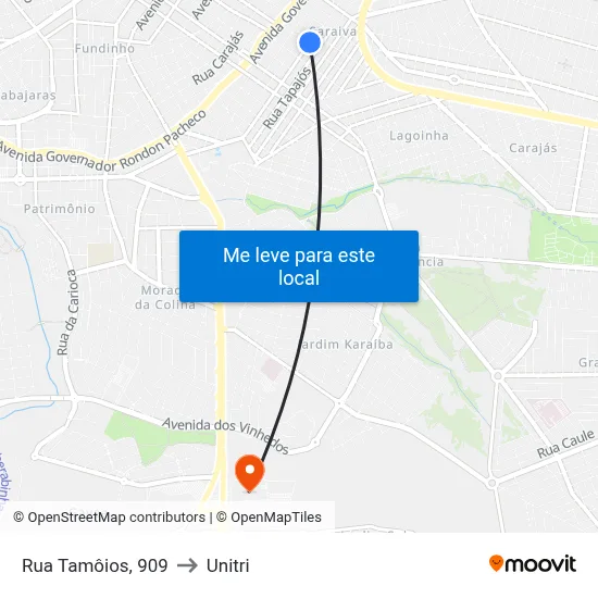 Rua Tamôios, 909 to Unitri map
