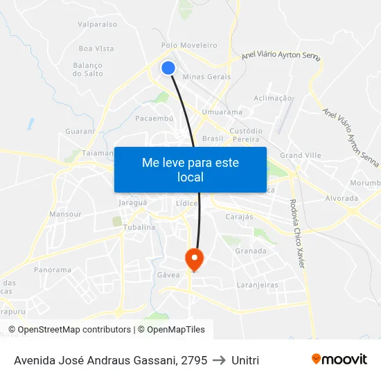 Avenida José Andraus Gassani, 2795 to Unitri map