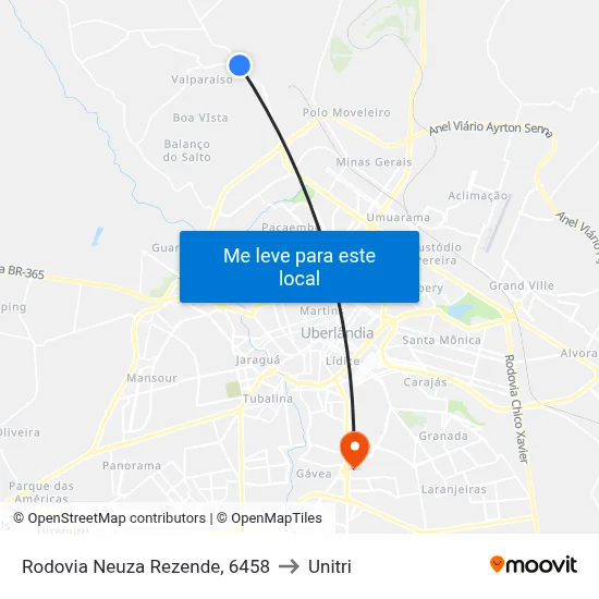 Rodovia Neuza Rezende, 6458 to Unitri map